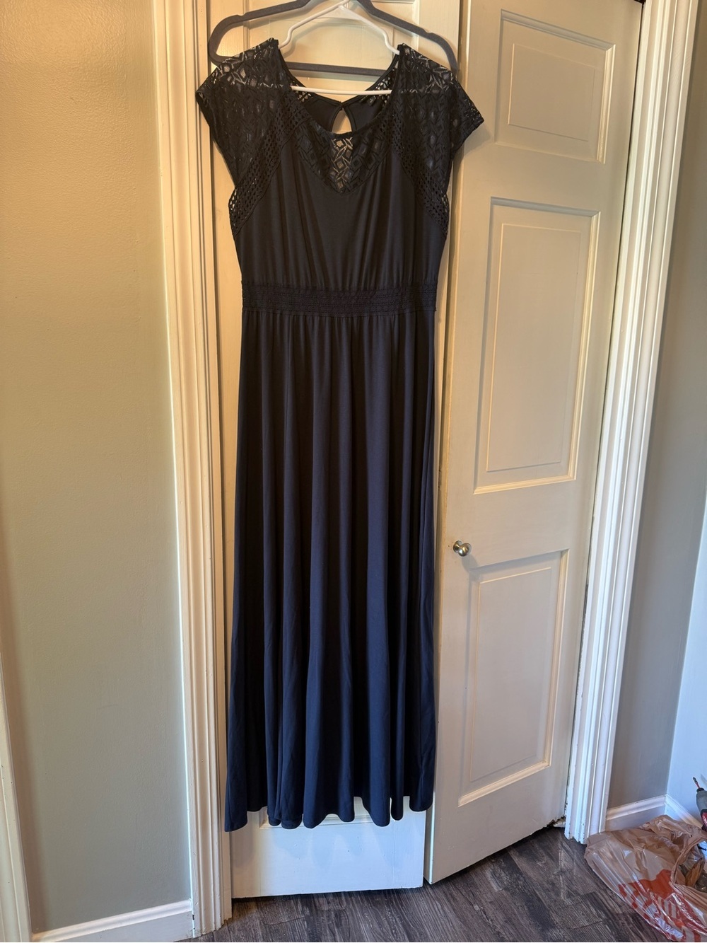 Torrid Crochet lace Blue  Yoke Maxi Dress with Cap Sleeves